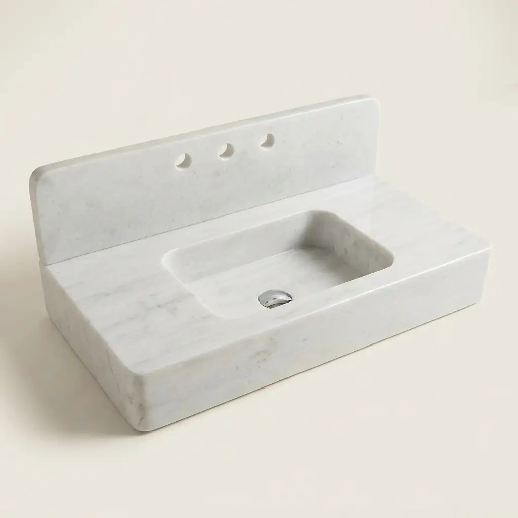 white marble basin